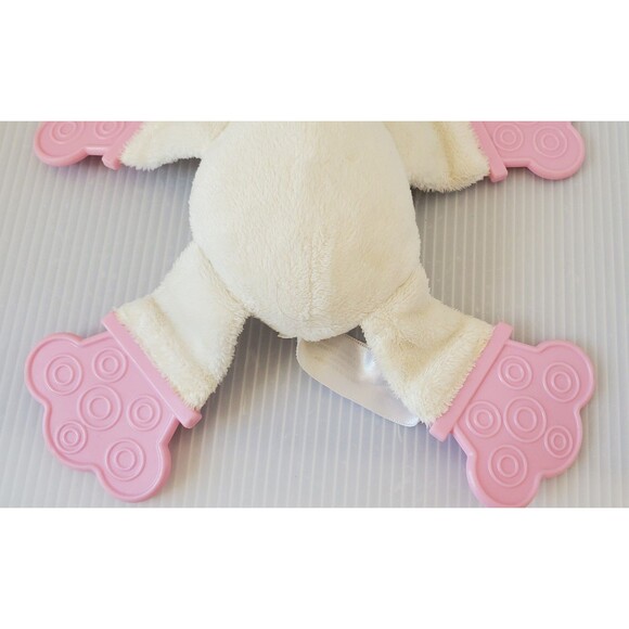 Bright Start Kids II Cream Bunny Rabbit Baby Teether Plush Toy White Pink Lovey - Picture 5 of 9